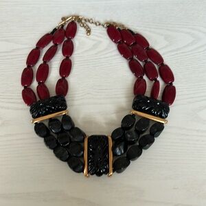 Beautiful black and red beaded necklace shorter adjustable